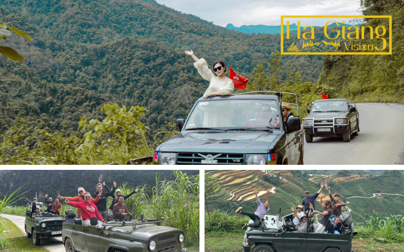 Choose cars or jeeps for your Ha Giang Loop private tour.