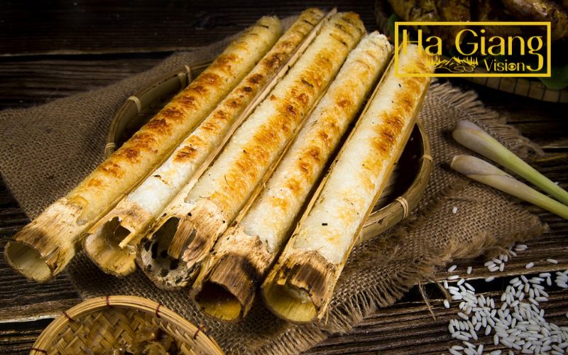 Hà Giang food celebrates tradition with bamboo sticky rice cooked over open fire.